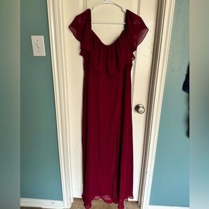Maroon off the shoulder dress